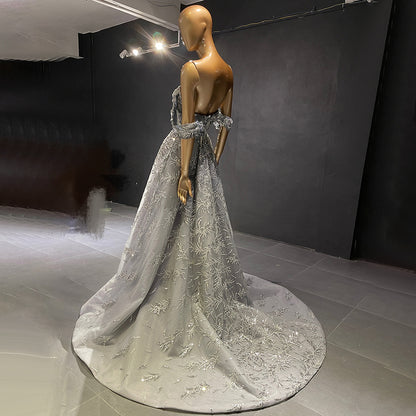 Serene Hill Zilver Luxe Sweetreart Avond Jurken 2025 Kralen A-lijn Sexy Voor Vrouwen Party LA71539 - SERENE HILL
