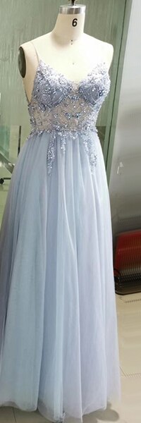 Sexy Spaghetti Straps Evening Dresses 2025 V-Neck Rhinestones Beading Formal Prom Gowns with Split robe de soiree LA60963 - SERENE HILL
