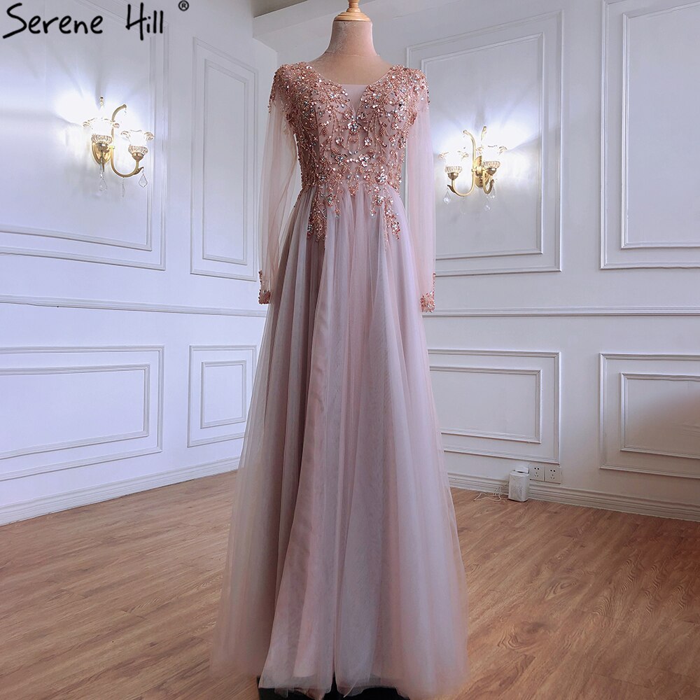 Sexy Spaghetti Straps Evening Dresses 2025 V-Neck Rhinestones Beading Formal Prom Gowns with Split robe de soiree LA60963 - SERENE HILL