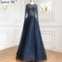 Sliver Arabic Luxury Beading Cape Sleeves A-Line Evening Dresses 2025 O-Neck A-Line Sexy Evening Gowns cerene Hill LA60869 - SERENE HILL