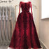 Velvet Wine Red Evening Dresses Long Sleeves Luxury Design Beading Formal Dress 2025 Serene Hill Plus Size LA60903 - SERENE HILL