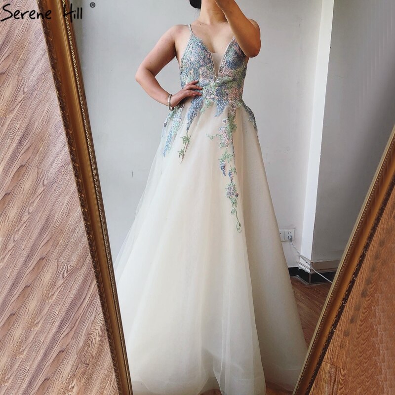 On Sale no return no refundSale White A-Line Sleeveless Sexy Lace Prom Dresses 2025 Tulle Crystal Prom Party Dress Serene Hill LA70475 - SERENE HILL