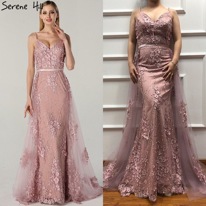 White Handmade Flower Pearl Sexy Evening Dresses 2025 Sleeveless Mermaid Luxury Lace Formal Dress Real Photo LA60711 - SERENE HILL