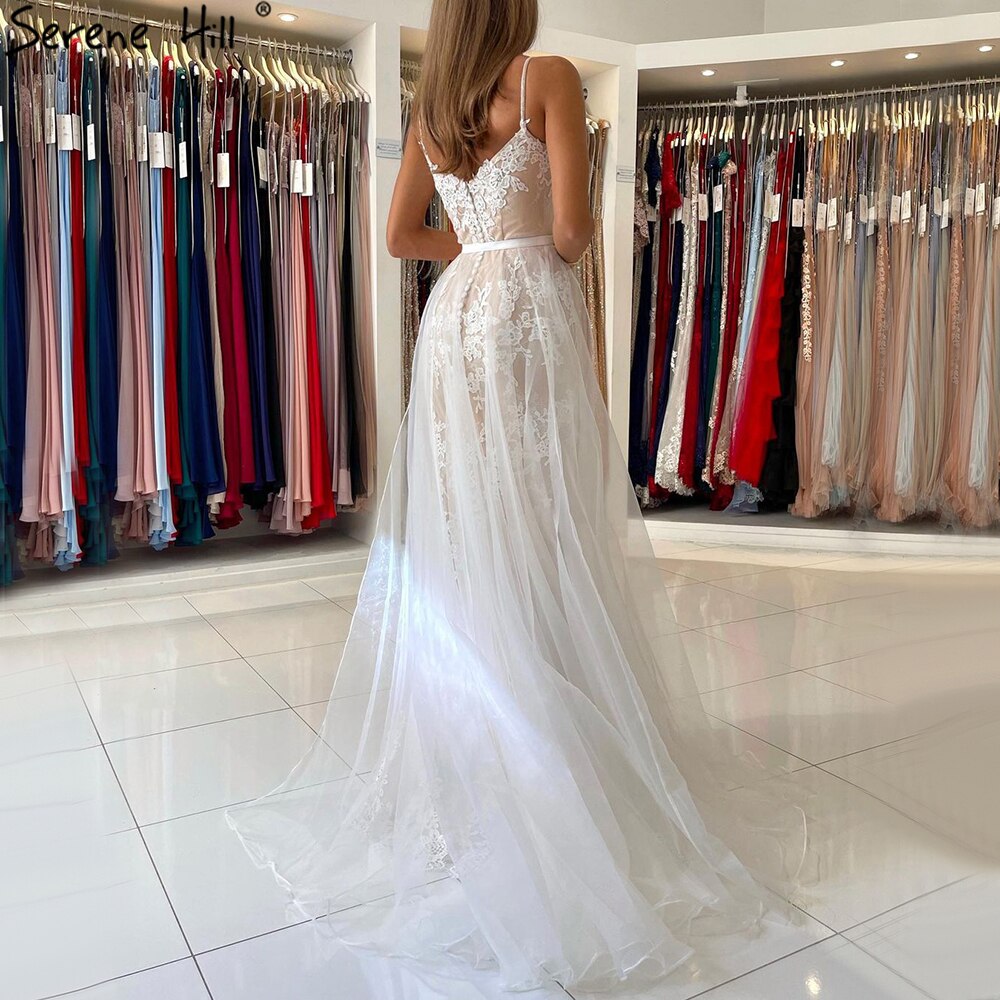 White Nude Spaghetti Strap Evening Dressese Gowns 2025 Mermaid Elegnat Lace For Women Party Serene Hill LA60731A - SERENE HILL