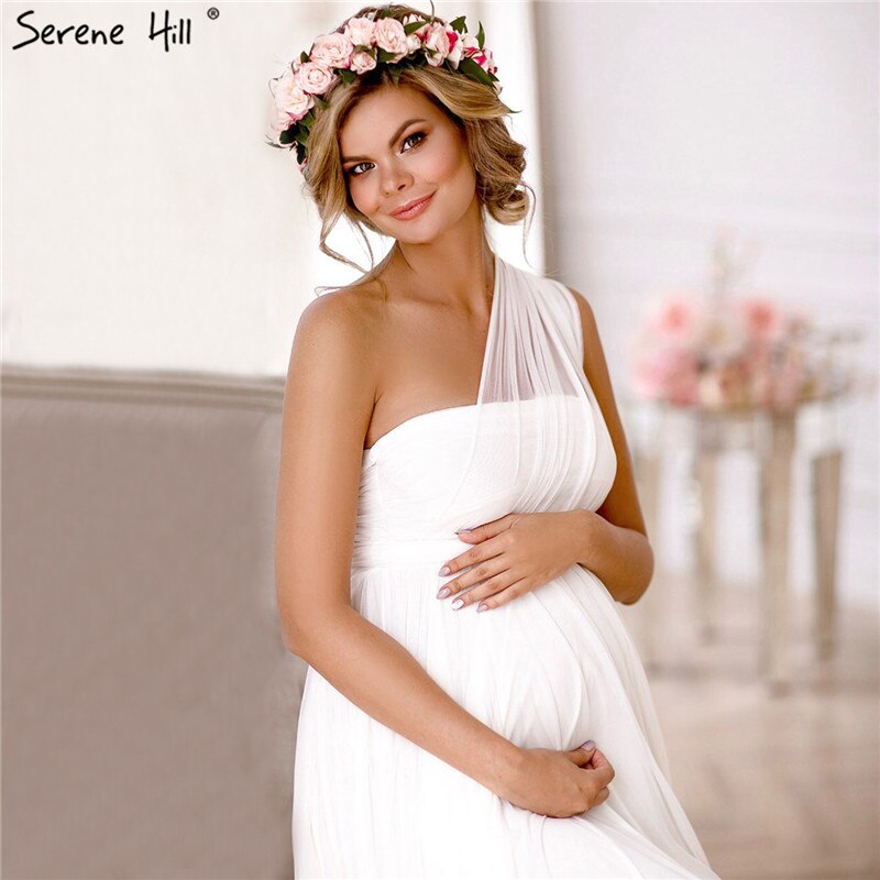 White Off Shoulder Chiffon Sexy Wedding Dresses Pregnant Photography Simple Bridal Gowns 2025 Serene Hill HA2216 Custom Made - SERENE HILL