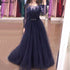 Wine Red A-Line Tulle Design Evening Dresses Long Sleeves Crystal Luxury Formal Dress Serene Hill 2025 LA70280 - SERENE HILL