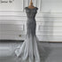 Wine Red Dubai Crystal O-Neck Evening Dresses Mermaid Sleeveless Luxury Formal Dress Real Photo LA60980 - SERENE HILL
