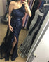 Wine Red Handmade Flowers Pearls Evening Dresses One-Shoulder Sexy Luxury Evening Gowns 2025 Serene Hill LA60901 - SERENE HILL