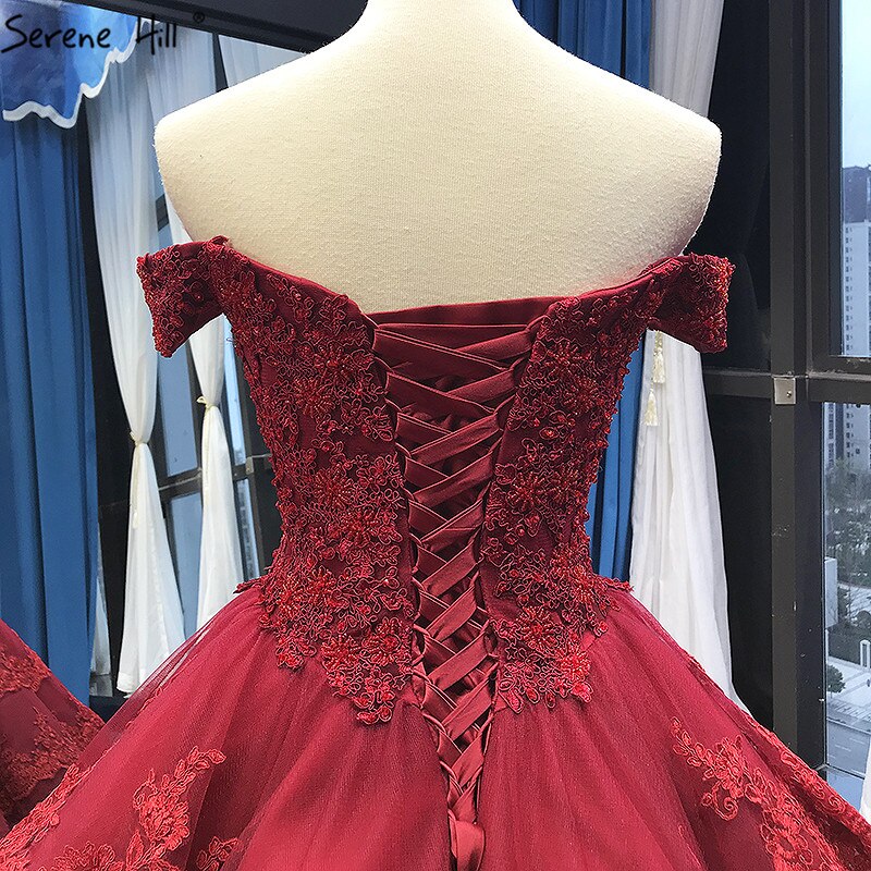 Wine Red Luxury Lace Tiered Sexy Wedding Dress Sleeveless Beading Bridal Gowns 2025 Real Picture HM66786 Custom Made - SERENE HILL
