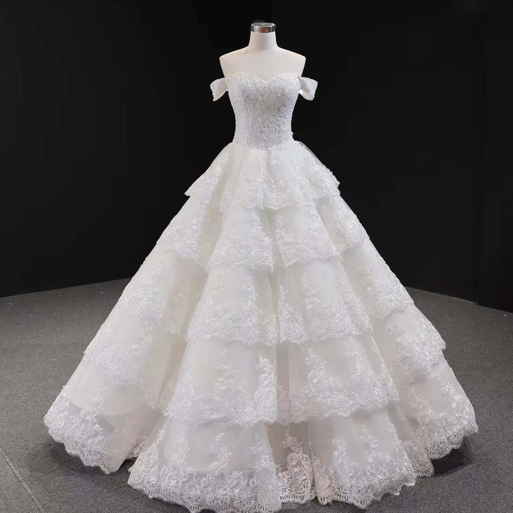 Wine Red Luxury Lace Tiered Sexy Wedding Dress Sleeveless Beading Bridal Gowns 2025 Real Picture HM66786 Custom Made - SERENE HILL