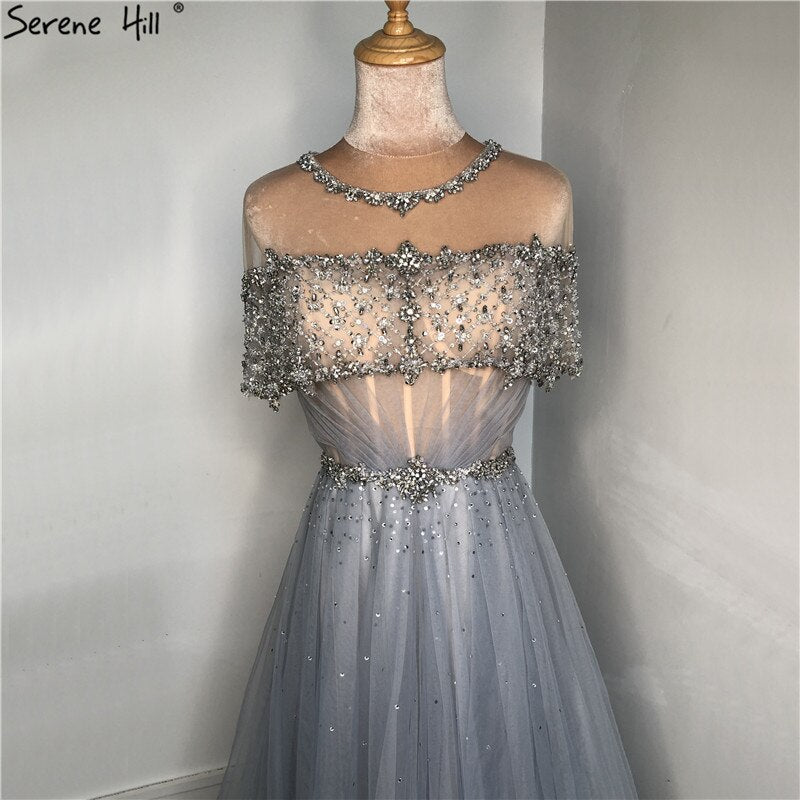 Wine Red Sequin A-Line Evening Dress with Short Sleeves LA70352 - SERENE HILL