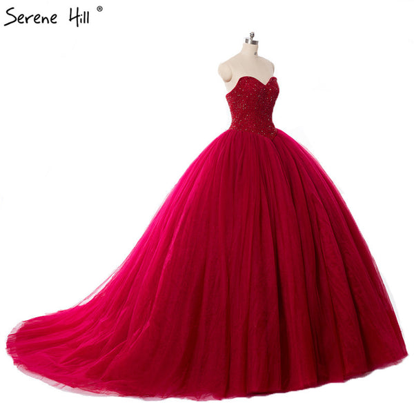 On Sale no return no refundSale Burgundy  Crystals ball gown Wedding Dress Bridal Dress Wedding Gown HA2014 - SERENE  HILL