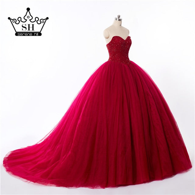 On Sale no return no refundSale Burgundy  Crystals ball gown Wedding Dress Bridal Dress Wedding Gown HA2014 - SERENE  HILL