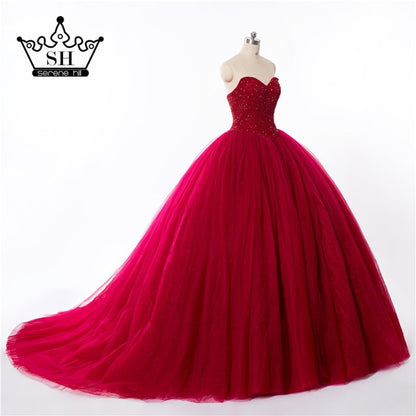 On Sale no return no refundSale Burgundy Crystals ball gown Wedding Dress Bridal Dress Wedding Gown HA2014 - SERENE HILL