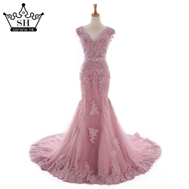 Photography Mermaid Wedding Dress Deep-V Beading Crystal Bridal Gowns HM66259 - SERENE  HILL