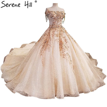 Wedding Gown Designs Flowers Pearls Luxury Sleeveless Sexy Bridal Dress - SERENE HILL