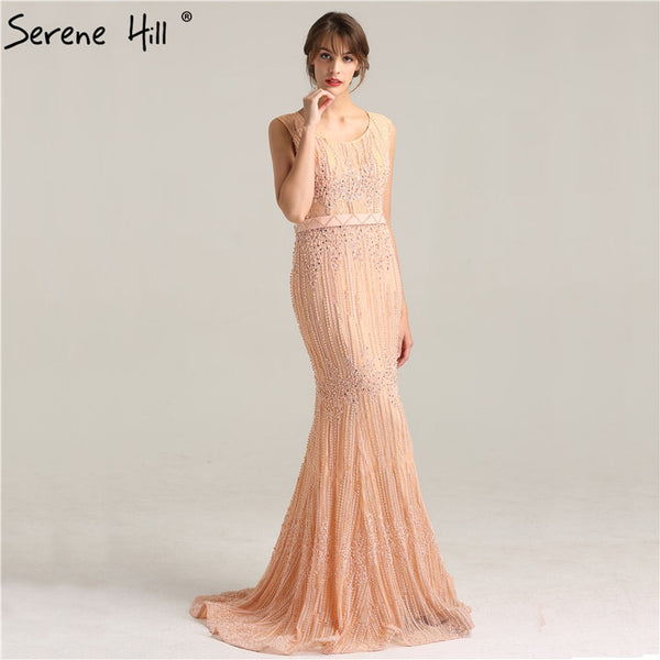 On Sale No Return No Refund Sale Green Embroidery Pearls Lace Mermaid Evening Dresses Sexy  Pearls Lace LA6231
