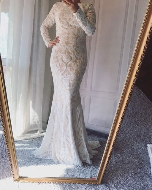 Sale Long Sleeve Muslim Mermaid Evening Dress Evening Gowns LA6196 - SERENE HILL