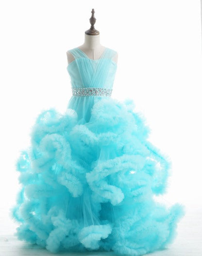 On Sale No Return No Refund Rushed Girls Pageant Dresses Cloud Flower Girl Dresses Custom Made HTA0001 - SERENE HILL