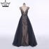 Hard Beading Navy Blue With Train Evening Dress Long Diamond Crystal Tulle Formal Evening Dress 2025 Serene Hill LA6185 - SERENE HILL