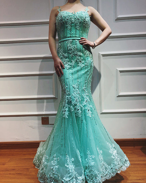 On Sale No Return No Refund Mermaid Lace Elegant Evening Dresses Evening Party LA6105 - SERENE  HILL