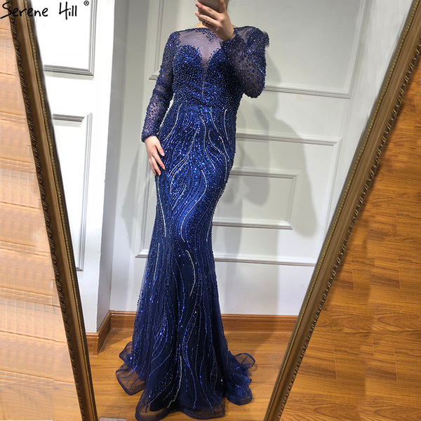 Mermaid Formal Evening Dresses Long Sleeves Beading Evening Gowns LA6506 - SERENE  HILL