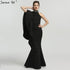 On Sale No Return No Refund Sale Design Black High Neck Mermaid Evening Dresses Elegant Pearls Sleeveless Long QA8024 - SERENE HILL