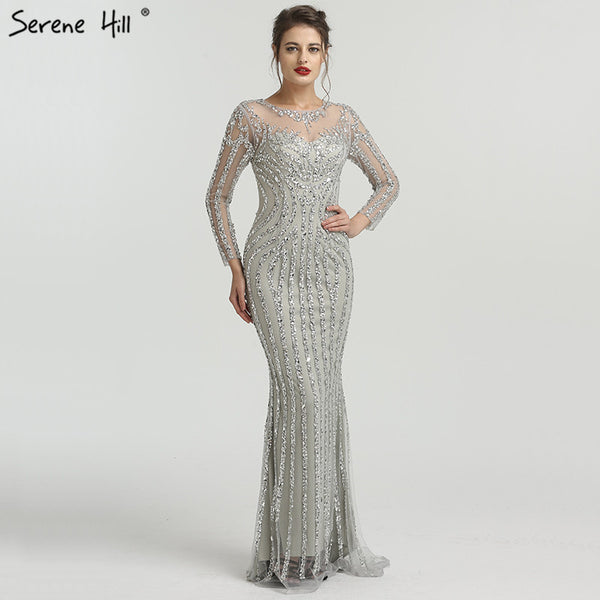 Long Sleeves Sparkly Evening Dresses Mermaid Diamond Beading Evening Gown  LA6591 - SERENE  HILL