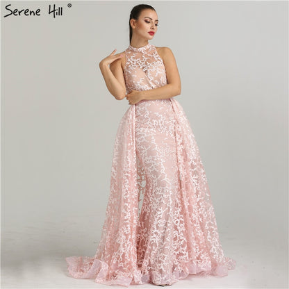 On Sale no return no refundSale Pink Lace Dubai Designer Sexy Evening Dresses Mermaid Evening Gown LA6282 - SERENE HILL
