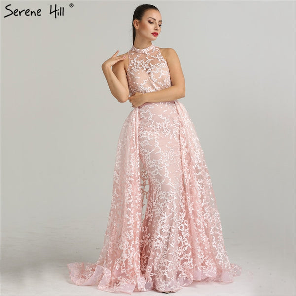 On Sale no return no refundSale Pink Lace Dubai Designer Sexy Evening Dresses Mermaid Evening Gown LA6282