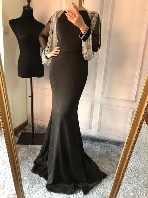 Beading Chain Elegant Mermaid Prom Dresses Crystal LA6219 - SERENE  HILL