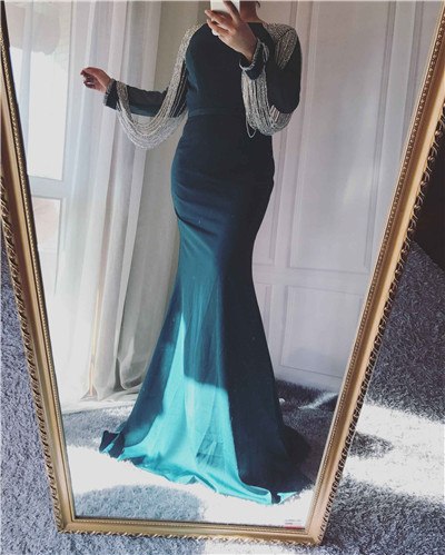 Beading Chain Elegant Mermaid Prom Dresses Crystal LA6219 - SERENE  HILL