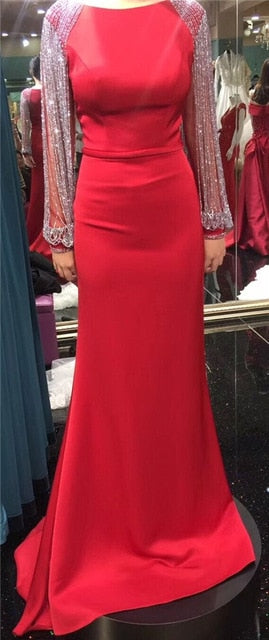 Beading Chain Elegant Mermaid Prom Dresses Crystal LA6219 - SERENE  HILL
