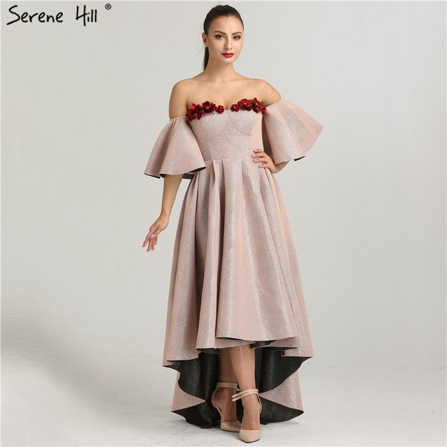 On Sale No Return No Refund Sale Evening Dresses  beading Flowers Asymmetrical Evening Gowns QA8009 - SERENE  HILL