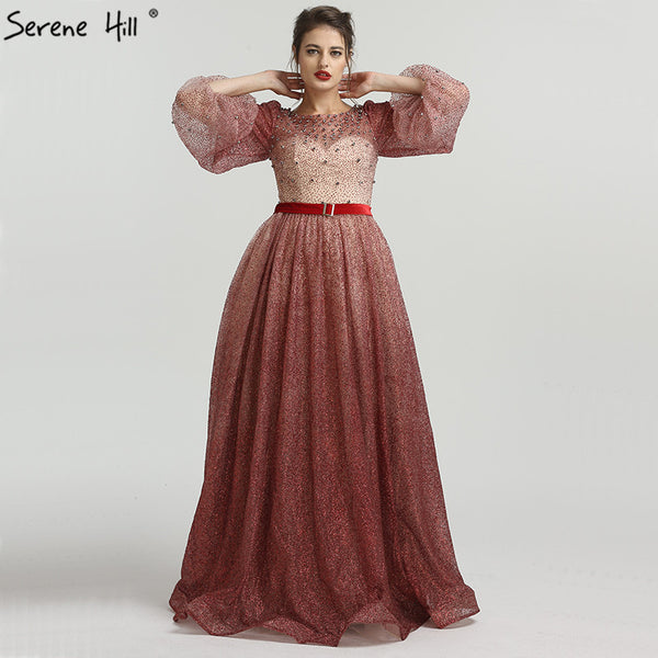 On Sale no return no refundSale Diamond Crystal Evening Dresses Embroidery Pearls Fashion Sexy Evening Gowns LA6515