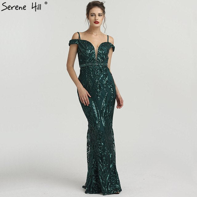 Boat Neck  Mermaid Evening Dresses Sequined Diamond Elegant LA6582 on sale - SERENE  HILL