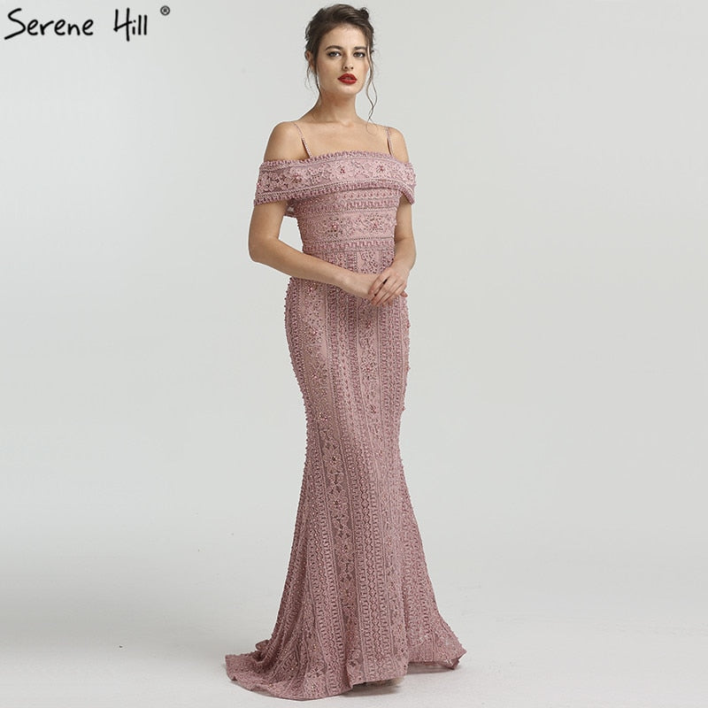On Sale no return no refundSale Newest Mermaid Elegant Evening Dress Long Sexy Sleeveless Pearls Beading Evening Gowns  Serene Hill LA6013 - SERENE  HILL