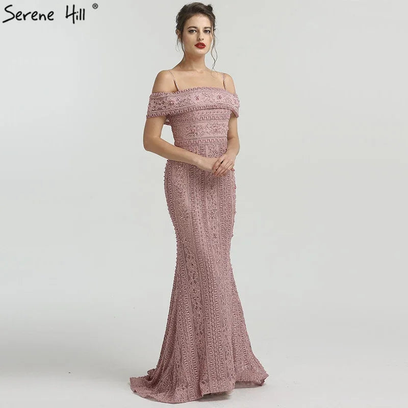 On Sale no return no refundSale Newest Mermaid Elegant Evening Dress Long Sexy Sleeveless Pearls Beading Evening Gowns Serene Hill LA6013 - SERENE HILL