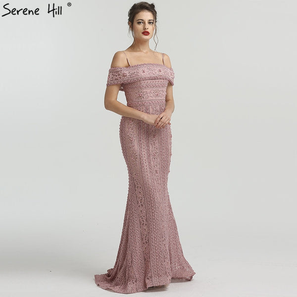 On Sale no return no refundSale Newest Mermaid Elegant Evening Dress Long Sexy Sleeveless Pearls Beading Evening Gowns  Serene Hill LA6013 - SERENE  HILL