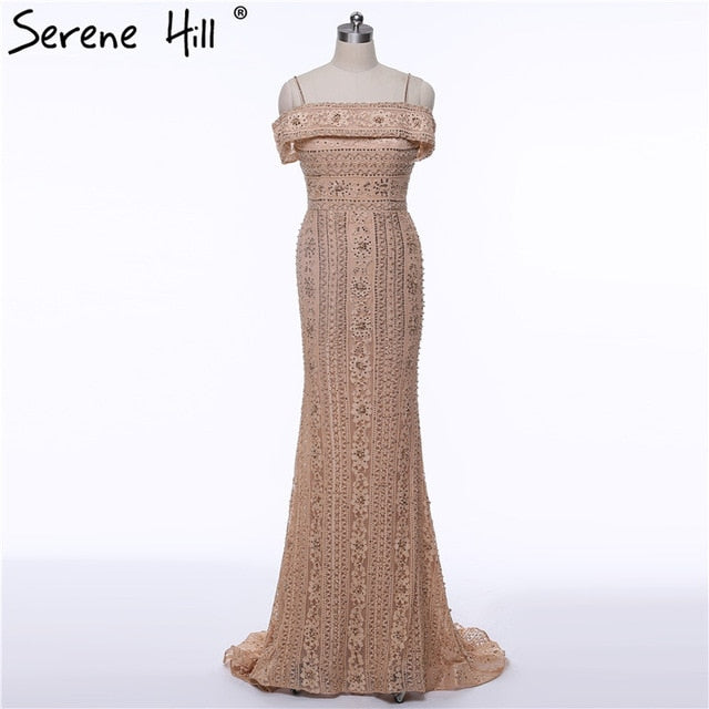 On Sale no return no refundSale Newest Mermaid Elegant Evening Dress Long Sexy Sleeveless Pearls Beading Evening Gowns  Serene Hill LA6013 - SERENE  HILL
