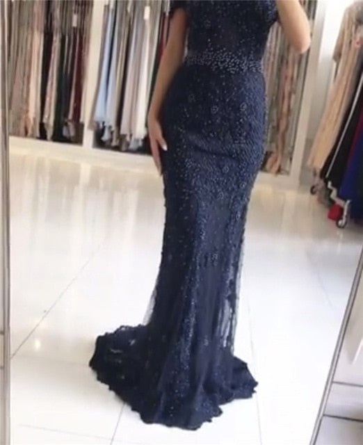Sale Pink  Sexy Elegant Evening Dresses 2025 Lace  Pears Diamond Mermaid Formal Evening Dress Real Photo LA6355 - SERENE  HILL