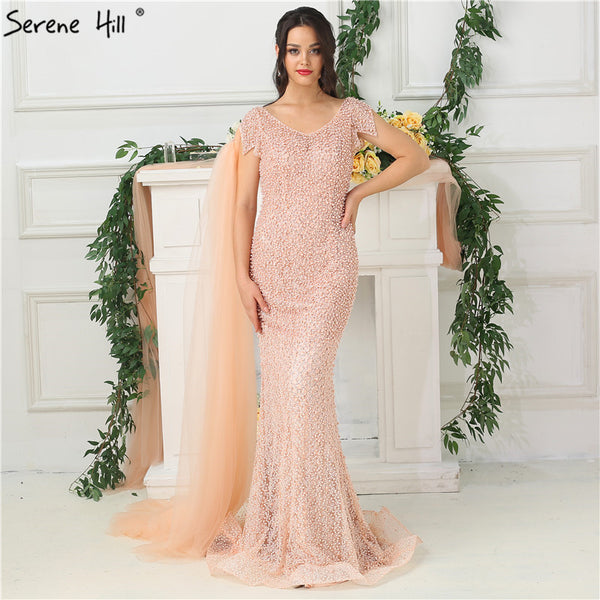 On Sale No Return No  Refund  Peach Pearl   Mermaid Evening Dresses Evening Gowns LA6642 - SERENE  HILL