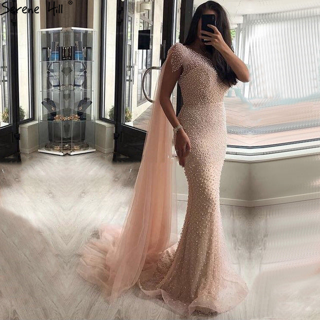 On Sale No Return No  Refund  Peach Pearl   Mermaid Evening Dresses Evening Gowns LA6642 - SERENE  HILL