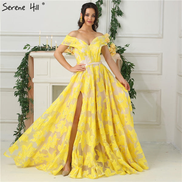 On Sale No Return No Refund Sale Off Shoulder Evening Dresses Sleeveless Flowers Sexy Evening Gowns LA6597 - SERENE  HILL