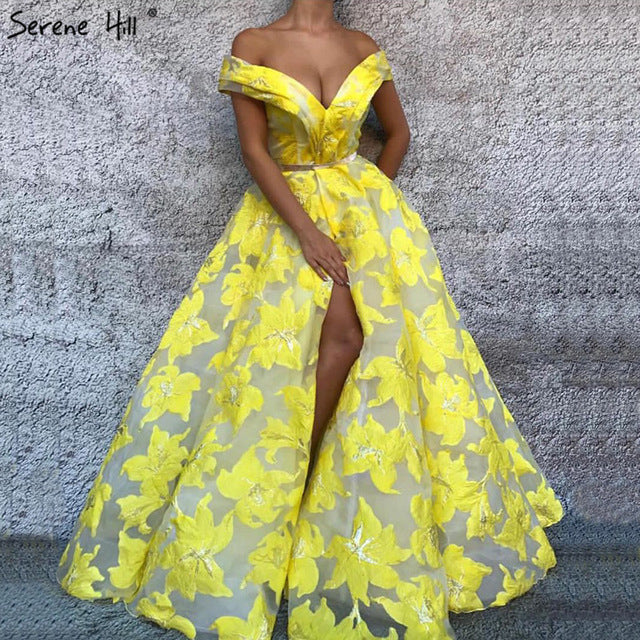 On Sale No Return No Refund Sale Off Shoulder Evening Dresses Sleeveless Flowers Sexy Evening Gowns LA6597 - SERENE  HILL