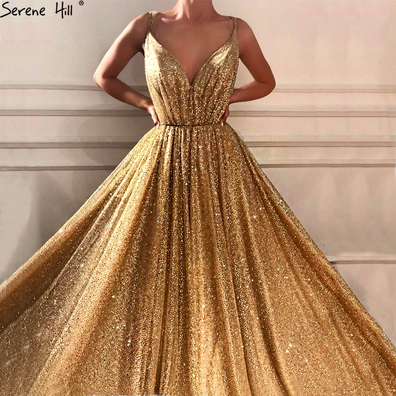On Sale no return no refundSale Dubai Deep-V Sleeveless Glitter Evening Dresses LA6561 - SERENE HILL