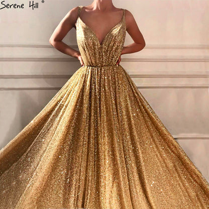 On Sale no return no refundSale Dubai Deep-V Sleeveless Glitter Evening Dresses LA6561 - SERENE HILL