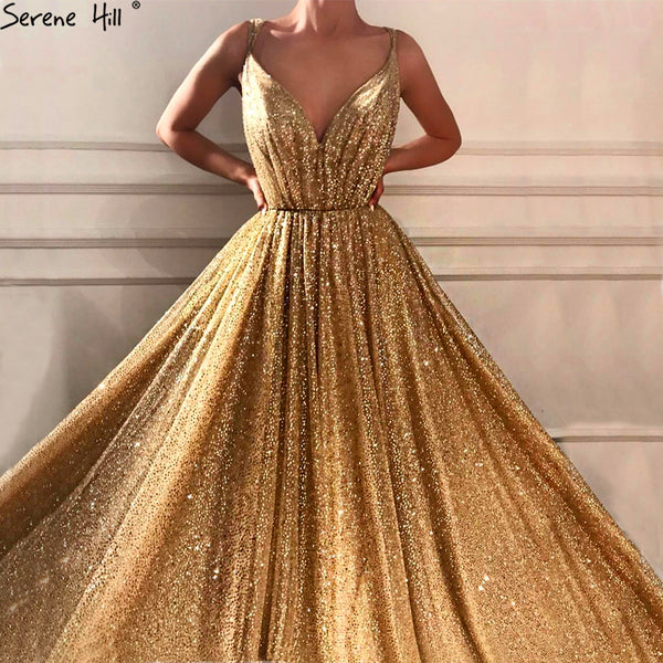 On Sale no return no refundSale Dubai Deep-V Sleeveless Glitter Evening Dresses LA6561 - SERENE  HILL