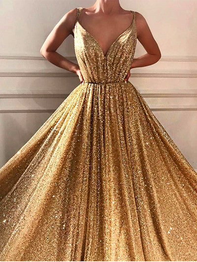 On Sale no return no refundSale Dubai Deep-V Sleeveless Glitter Evening Dresses LA6561 - SERENE  HILL