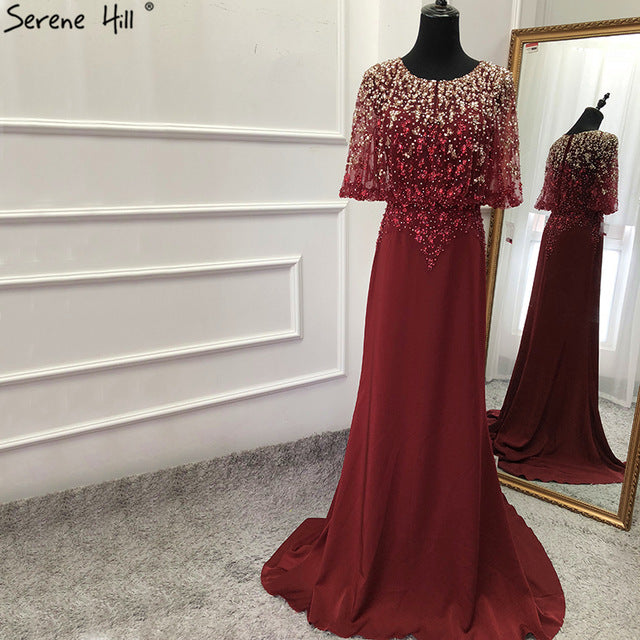 On Sale no return no refundSale Wine Red Sleeveless Fashion New Evening Dresses Beading Bride LA6617 - SERENE  HILL